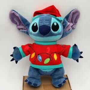 Disney‎ Store Official Stitch Christmas Holiday Plush Santa Hat Sweater Stuffed